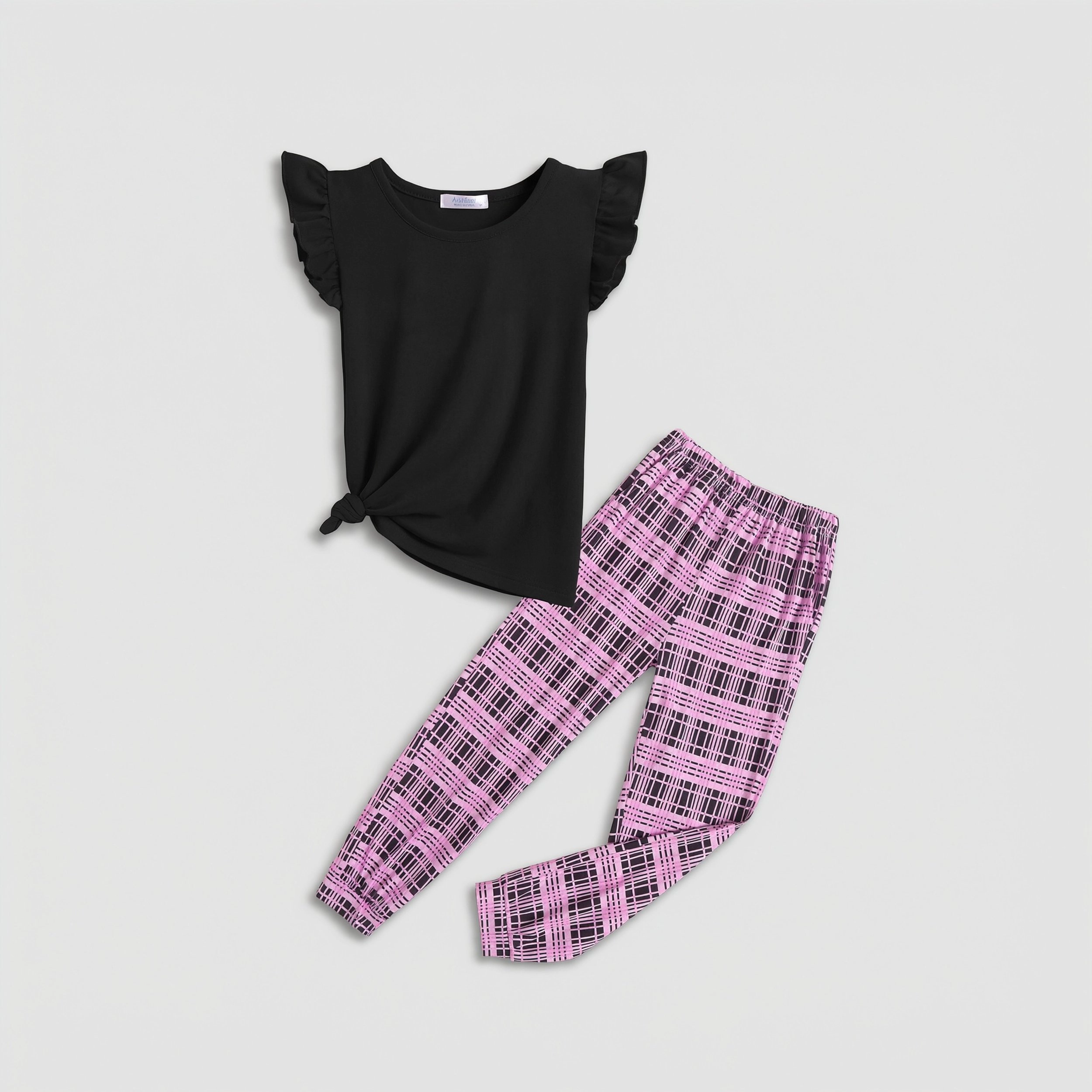 Arshiner Girls Piece Outfits Sleeveless Ruffle Trim Tank Top And High Waist Soft Pants Set