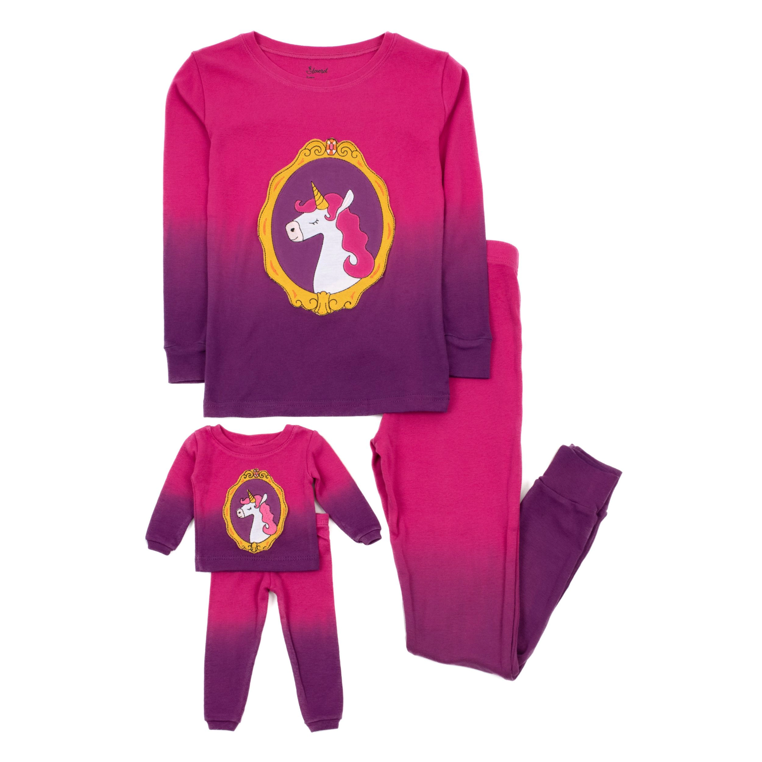 Leveret Girl & Doll Matching Cotton Novelty Tie Dye Snug Fit Pajama Set