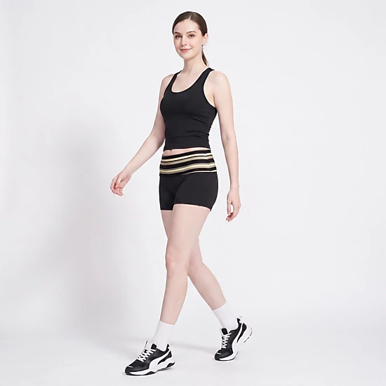Anna-Kaci Women's Striped Foldover Waist Fitted Athletic Shorts