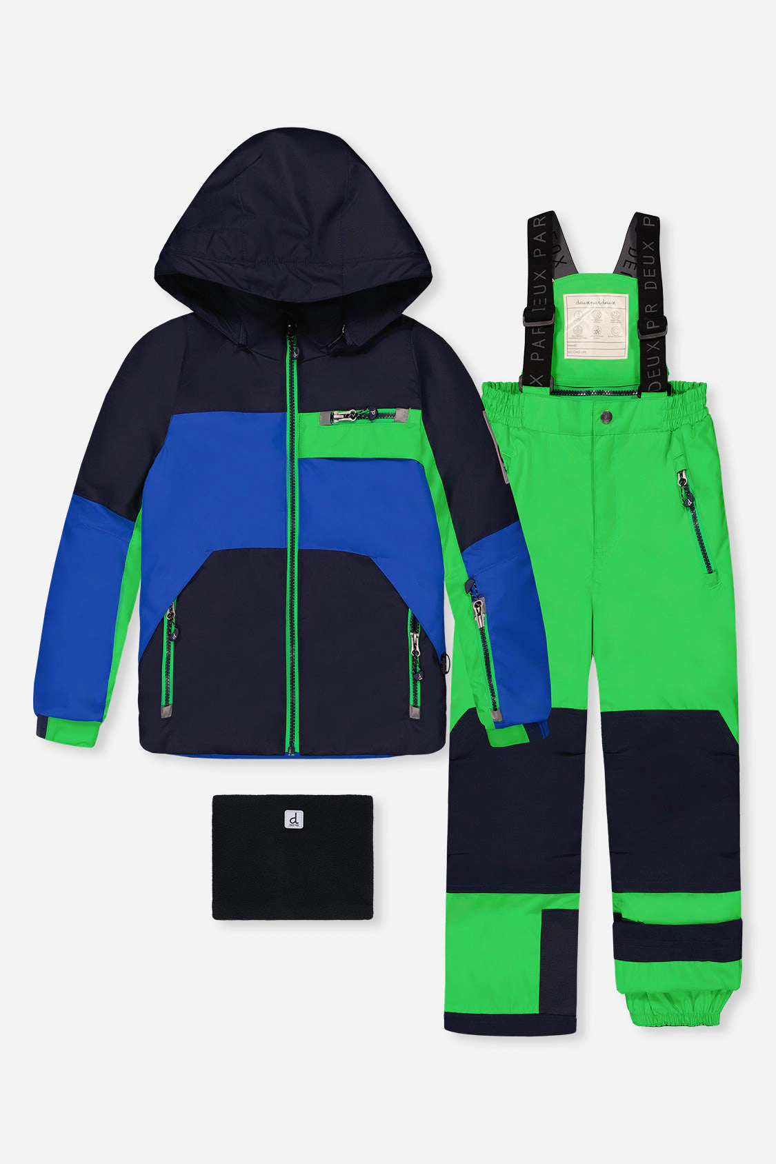 Deux par Boys Colorblock Two Piece Play Snowsuit with Hooded Jacket and Snow Pants