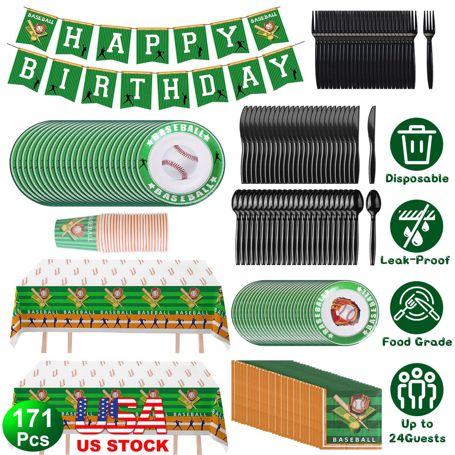 GBruno 171-Piece Baseball Party Supplies Kit