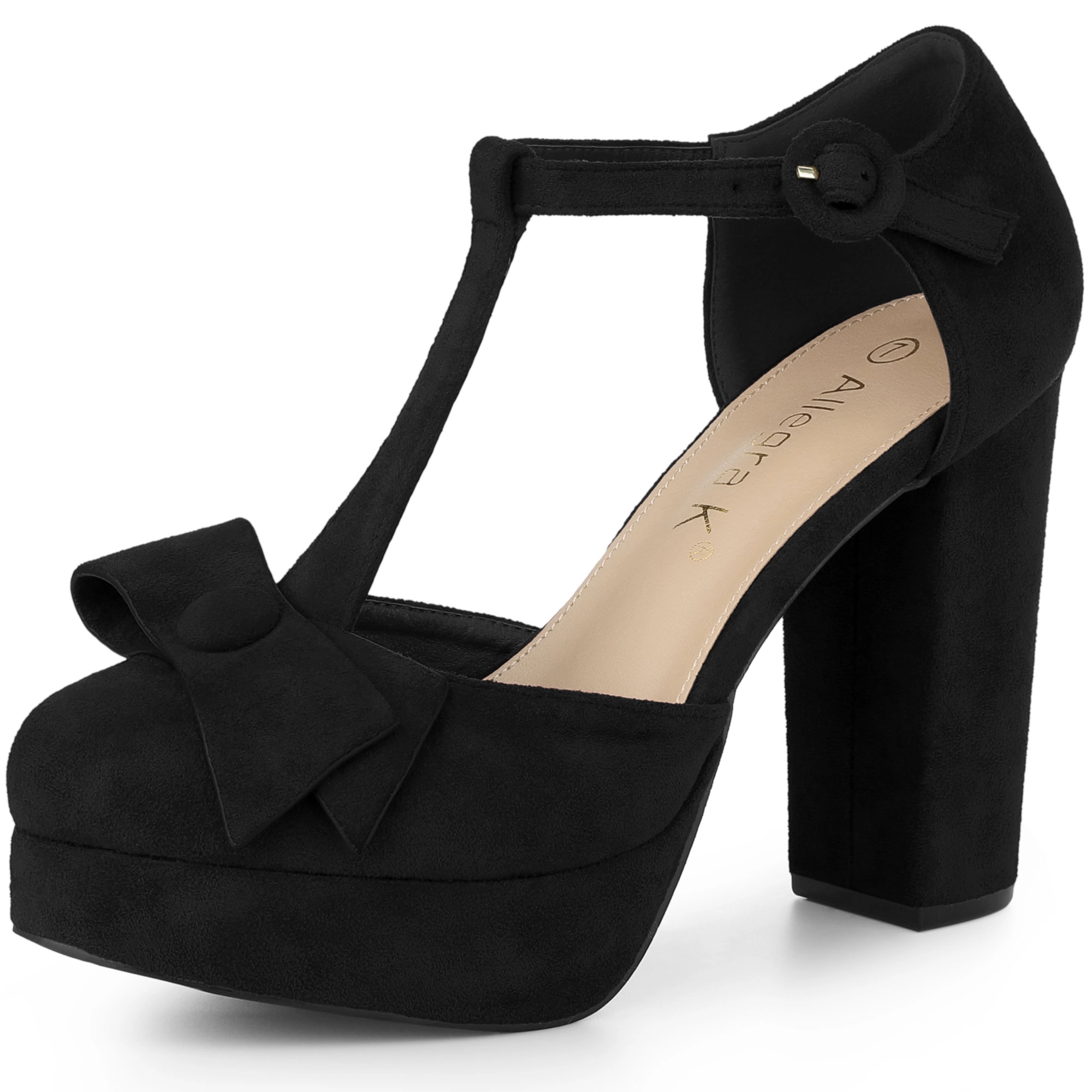 BLISSFUL STEP Women Party Chunky Platform Pumps Heels Dress Shoes