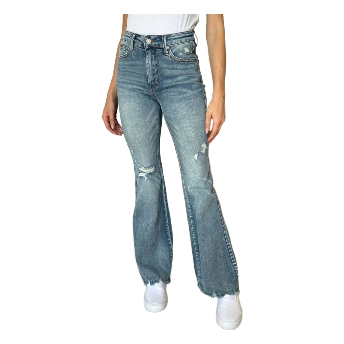 Judy Blue Full Medium Rise Tummy Control Destroy Flare
