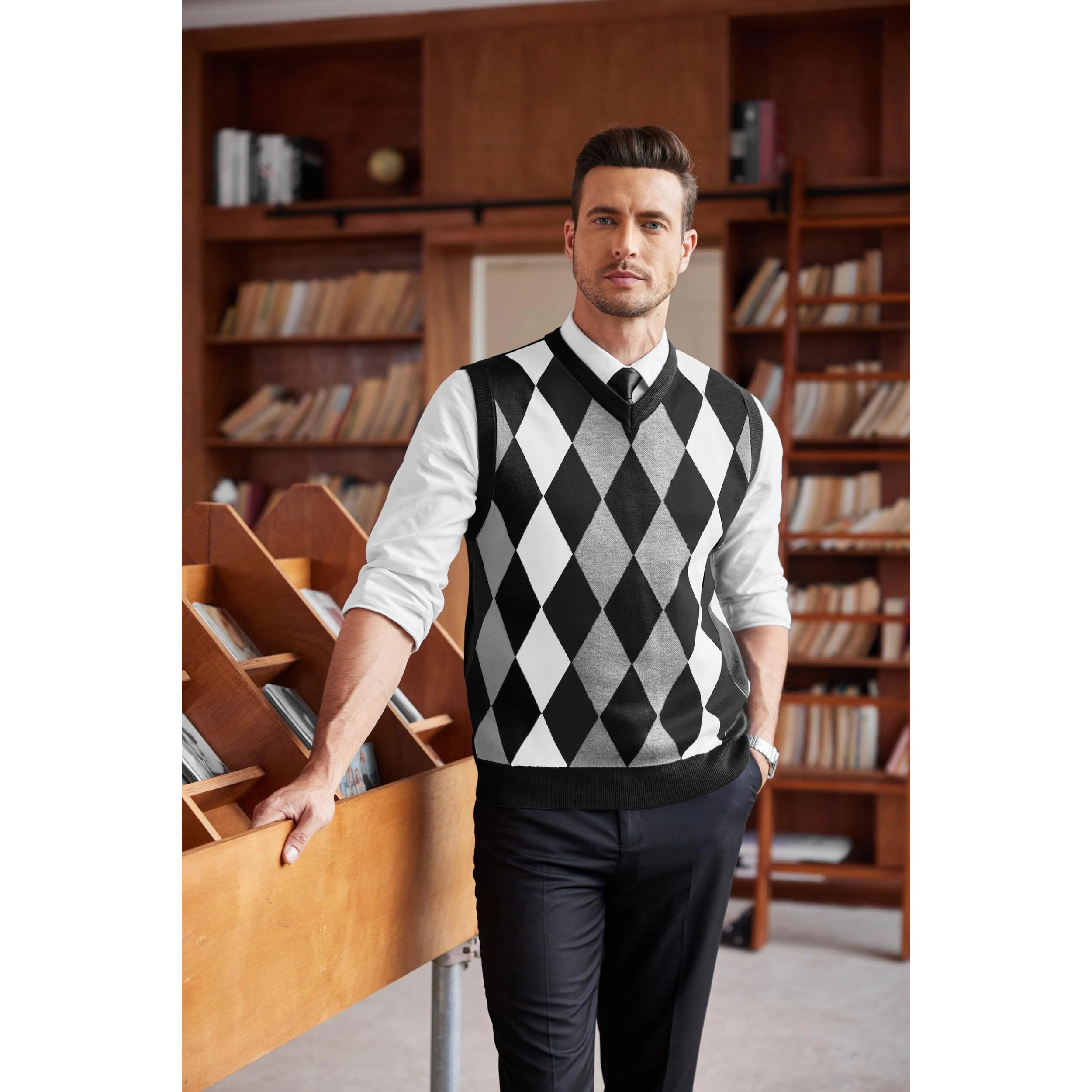 COOFANDY Men's Regular Fit V Neck Sleeveless Sweater Vest