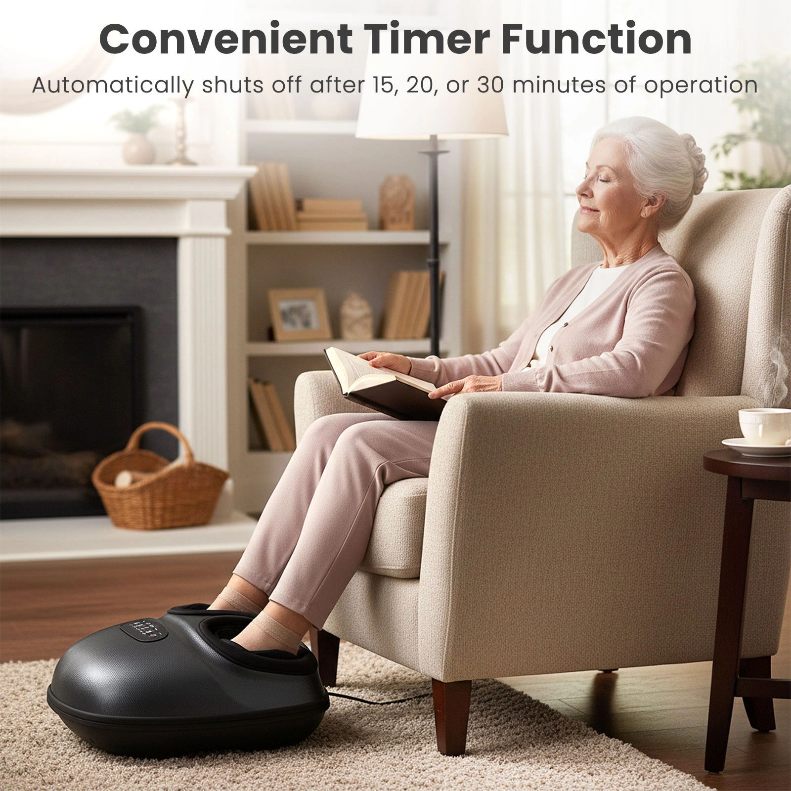 SUGIFT Black Shiatsu Foot Massager Machine with 2-Level Heat and Air Compression 15.5-in W 13-in D 7-in H