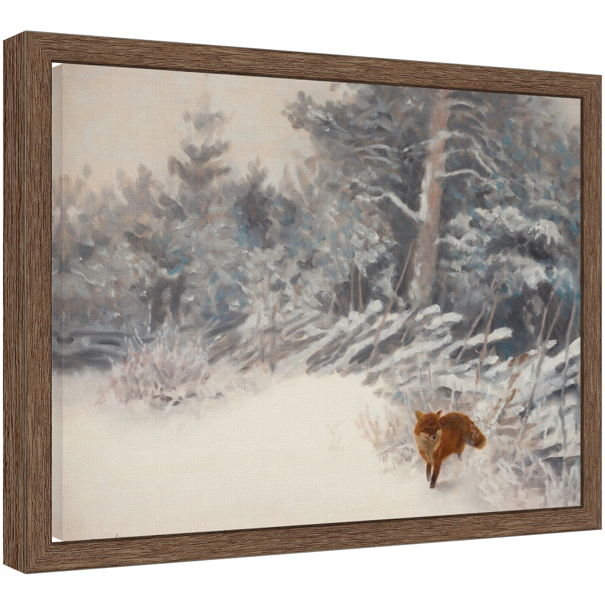 Amanti Art Winter Forest Fox by Jolly and Dash Framed Canvas Wall Art Print