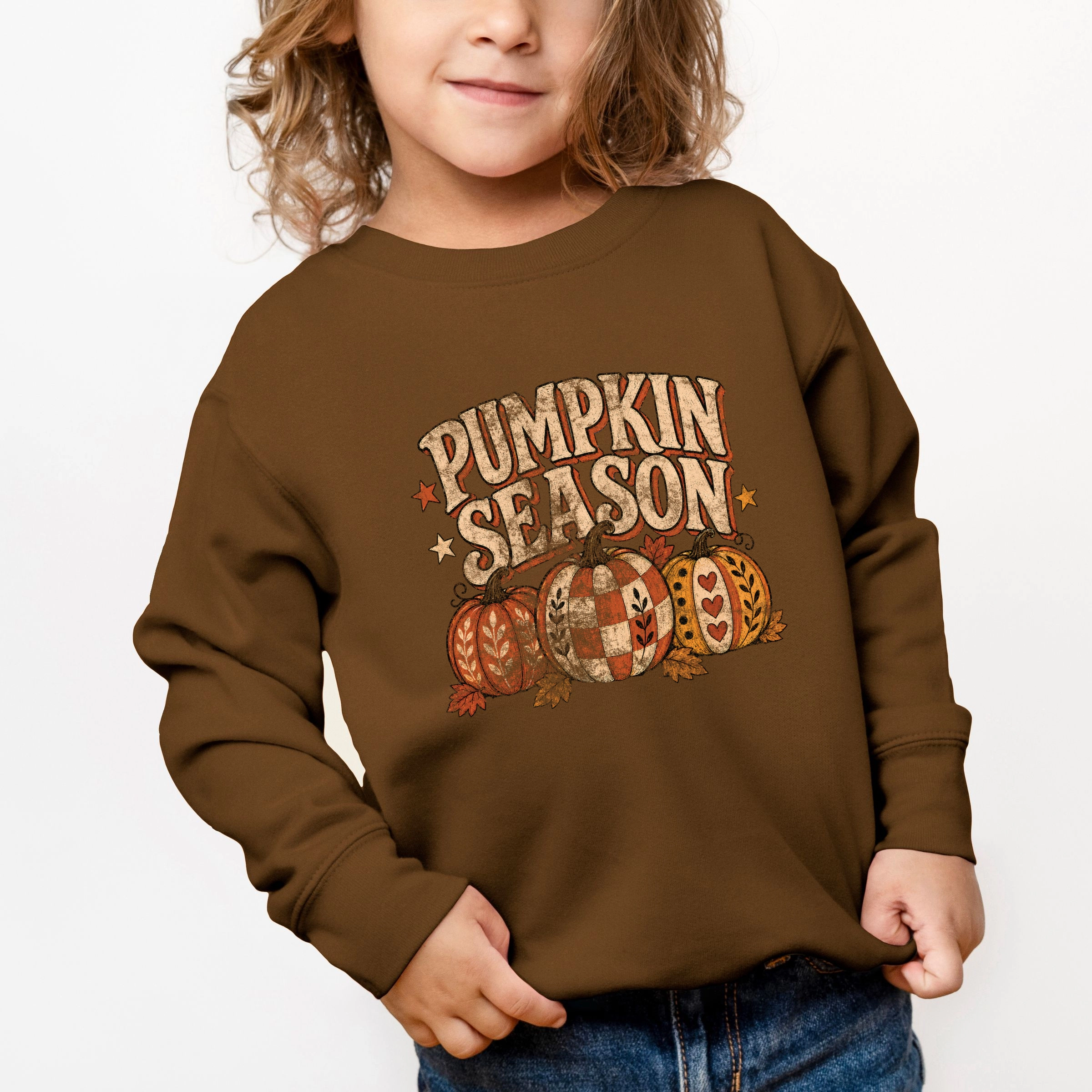 The Juniper Shop - Toddler Graphic Sweatshirt Pumpkin Season Pattern Stars