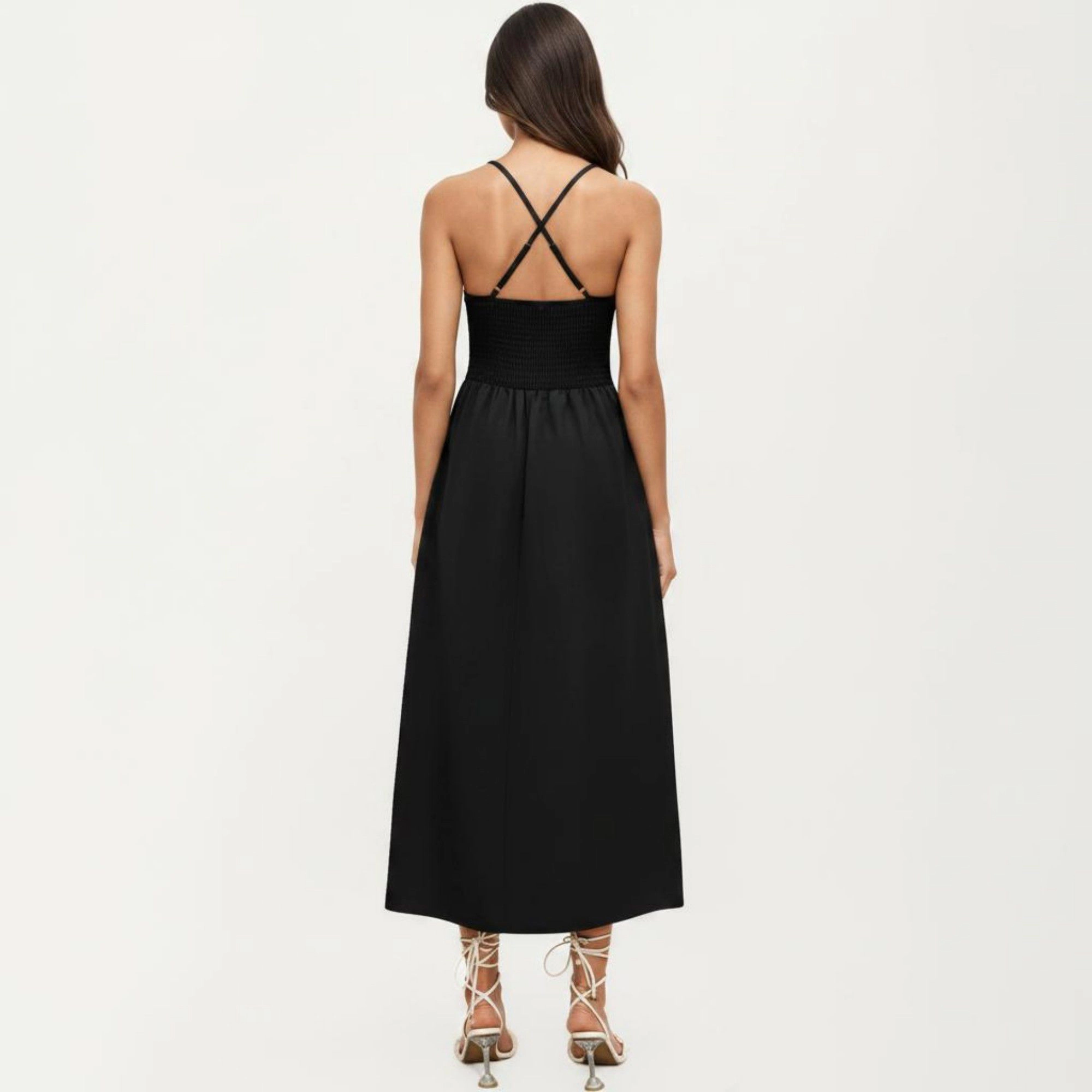 Anna-Kaci Women's Sleeveless Cutout Front Smocked Back Maxi Dress