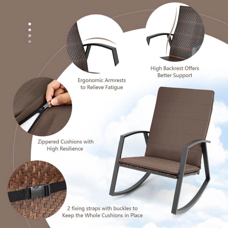 Hivvago 3 Pieces Patio Rattan Rocking Furniture Set