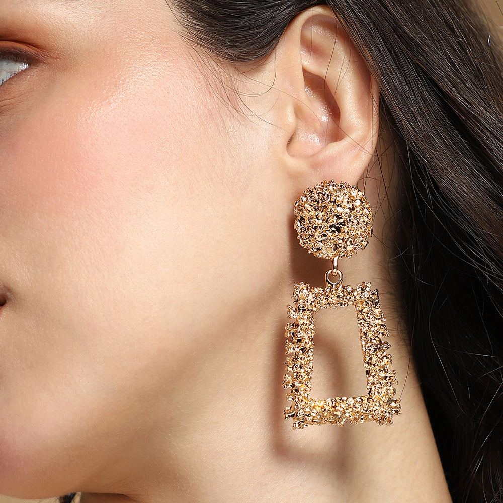 SOHI Women's The Corroded-Quad Drop Earrings - California Gold