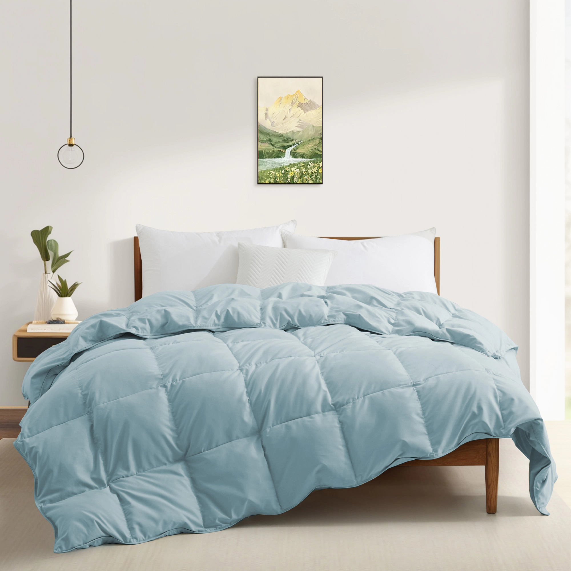 Unikome Lightweight Feather & Down Fiber Comforter, Soft Breathable Duvet Insert with Corner Loops