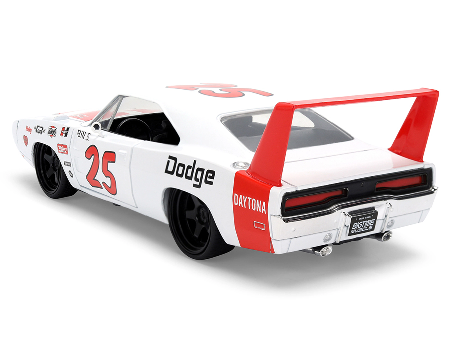 Jada 1969 Dodge Charger Daytona #25 White with Red Stripes "Bigtime Muscle" Series 1/24 Diecast Model Car by Jada