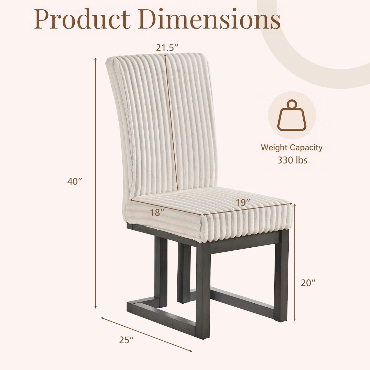 LJG Upholstered Dining Chairs Set of with Rubber Wood Legs and Padded Seat for Room