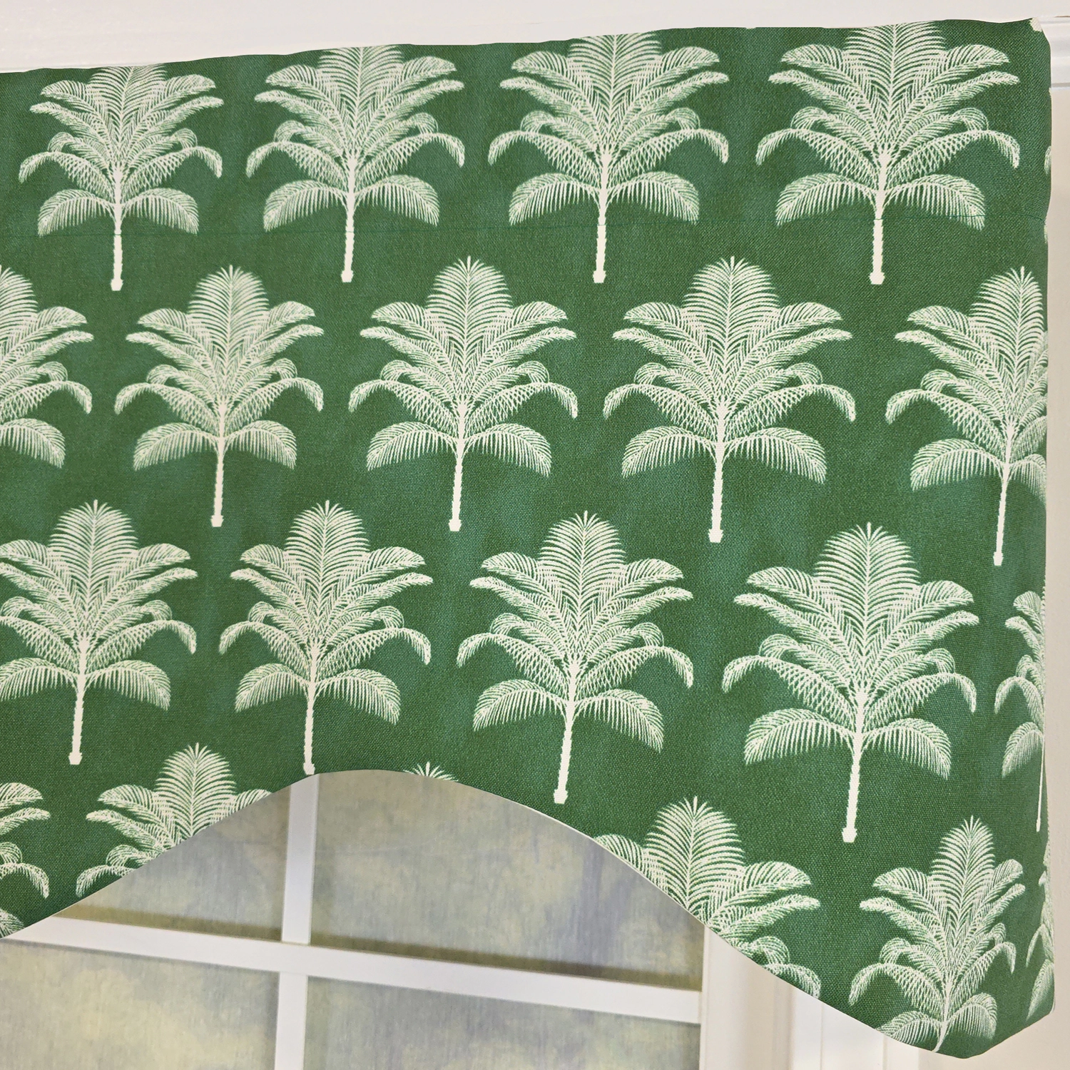 RLF Home St. Croix Cornice Valance - 100% Cotton with Ivory Lining 50" x 17"  Green