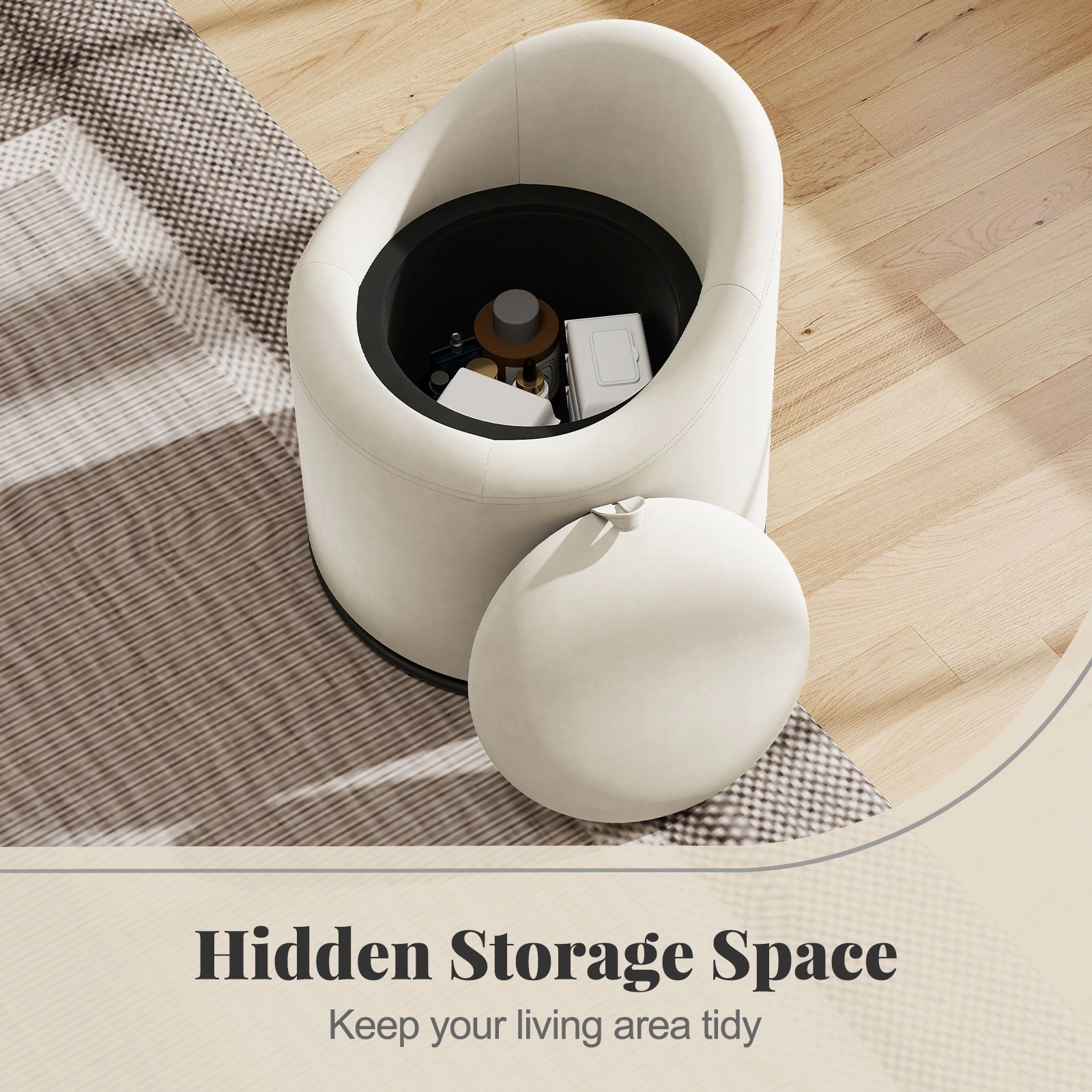 SlickBlue Upholstered Barrel Swivel Chair with Storage