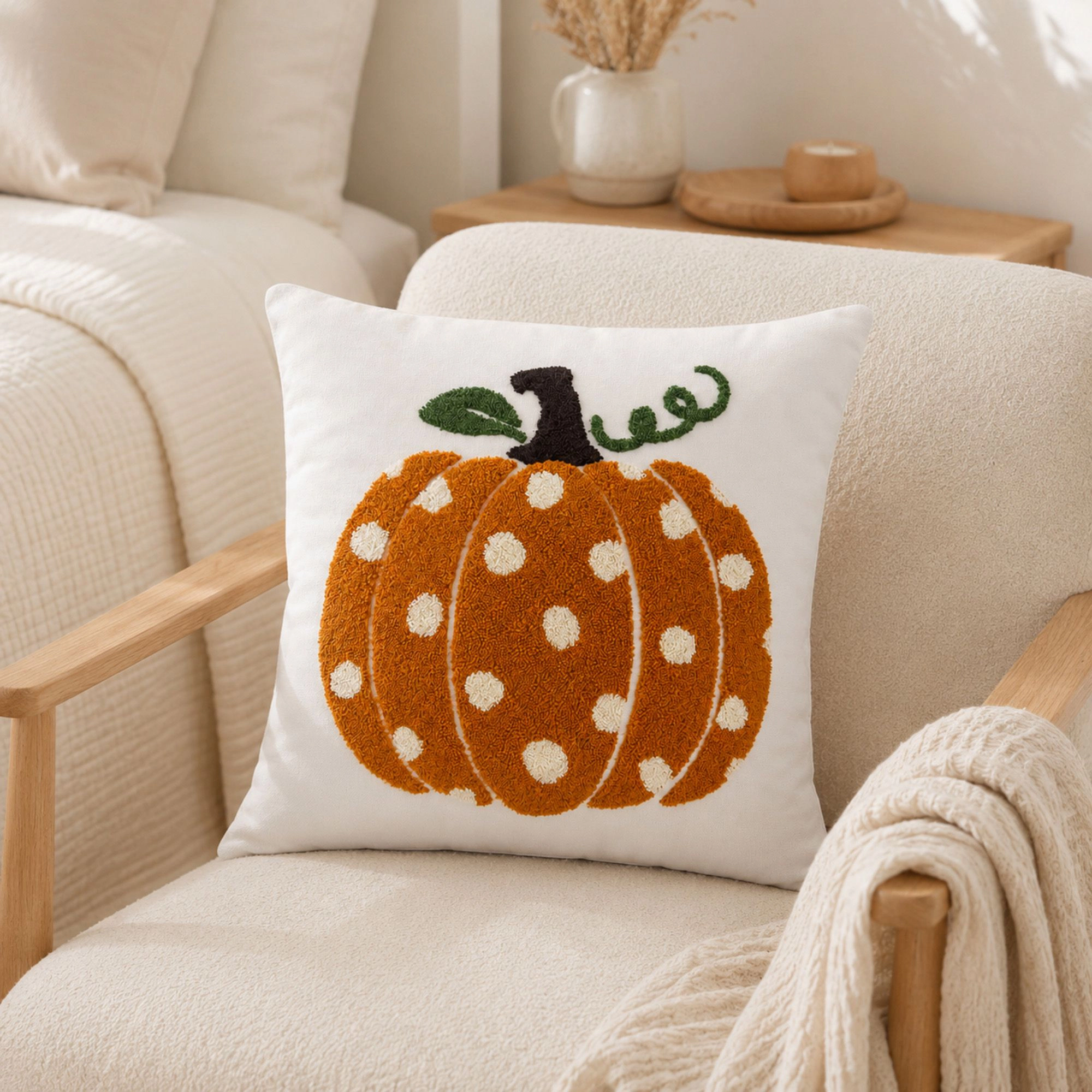 Alilang Halloween Fall Pumpkin Ghost Decorative Throw Pillow Cover 17.7 x