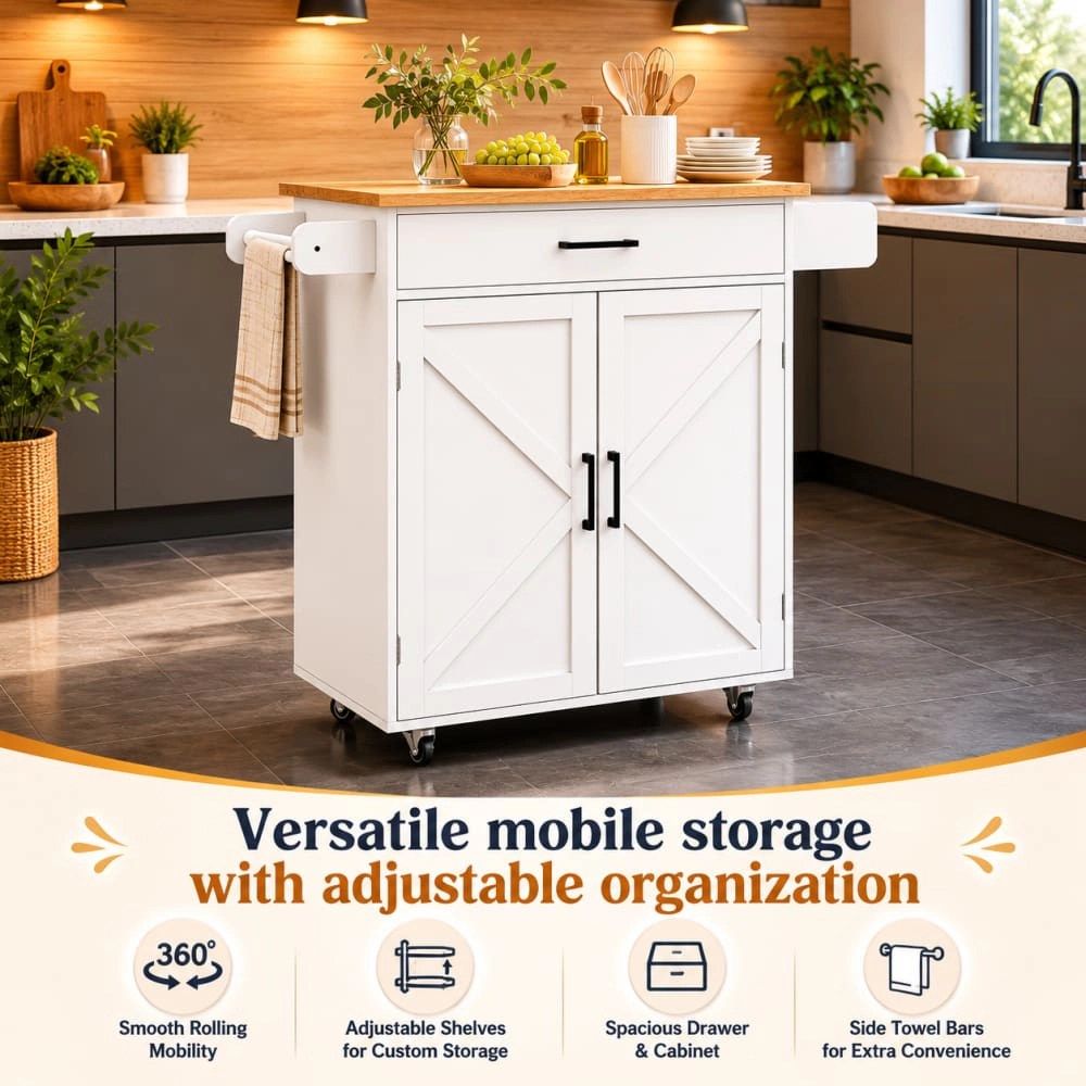 ELEMENT ACE Rolling Kitchen Island Storage Cart