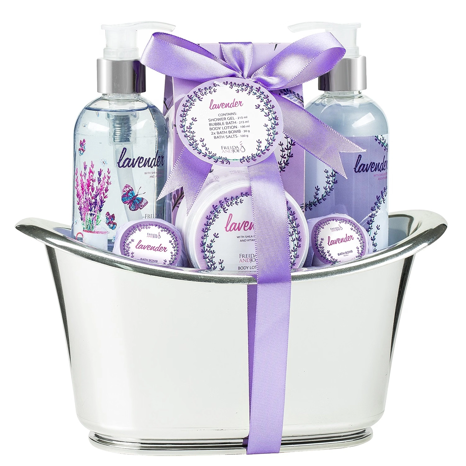 Freida and Joe Womens Lavender Bath & Body Spa Gift Set Tub