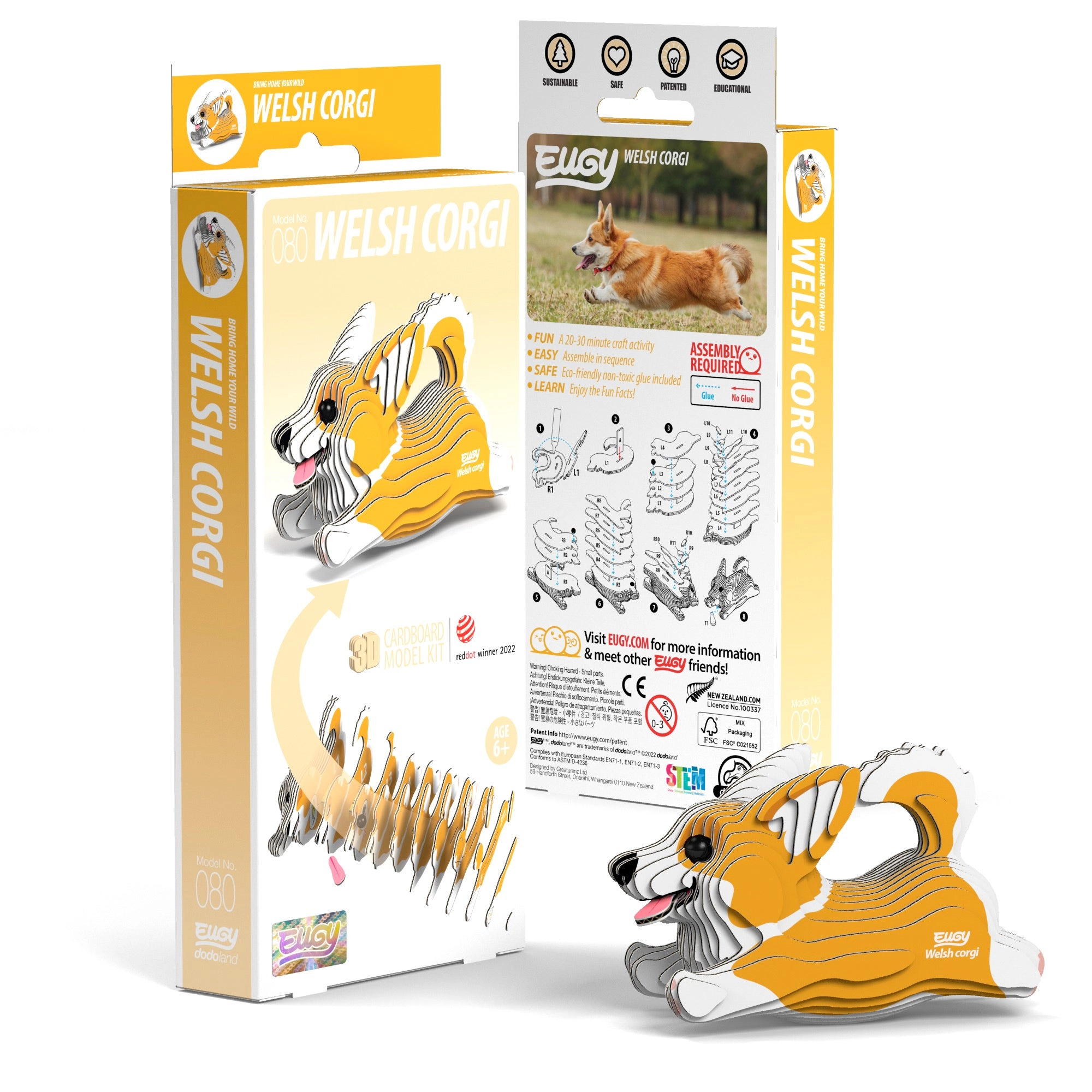EUGY Welsh Corgi 3D Puzzle - contains 27 puzzle pieces