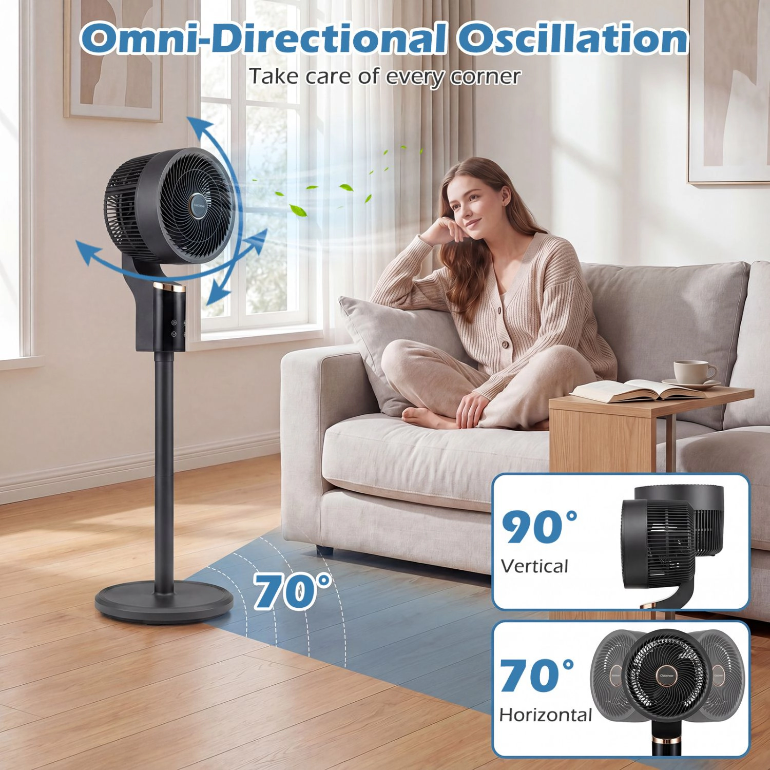 SlickBlue Air Circulator Fan for Bedroom, Office and Living Room with Wide Angle Oscillation