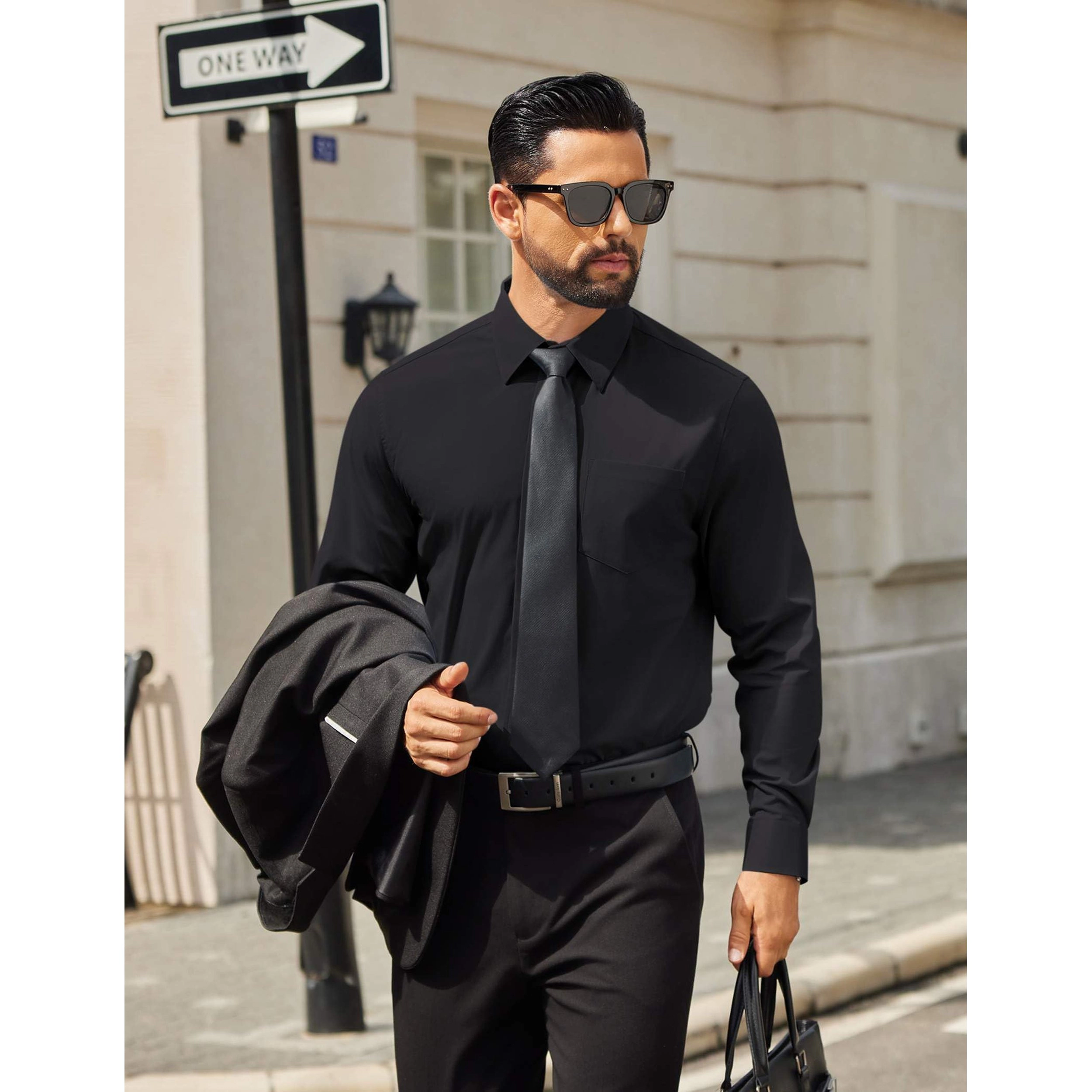 COOFANDY Men's Regular Fit Long Sleeve Collar Neck Dress Shirt