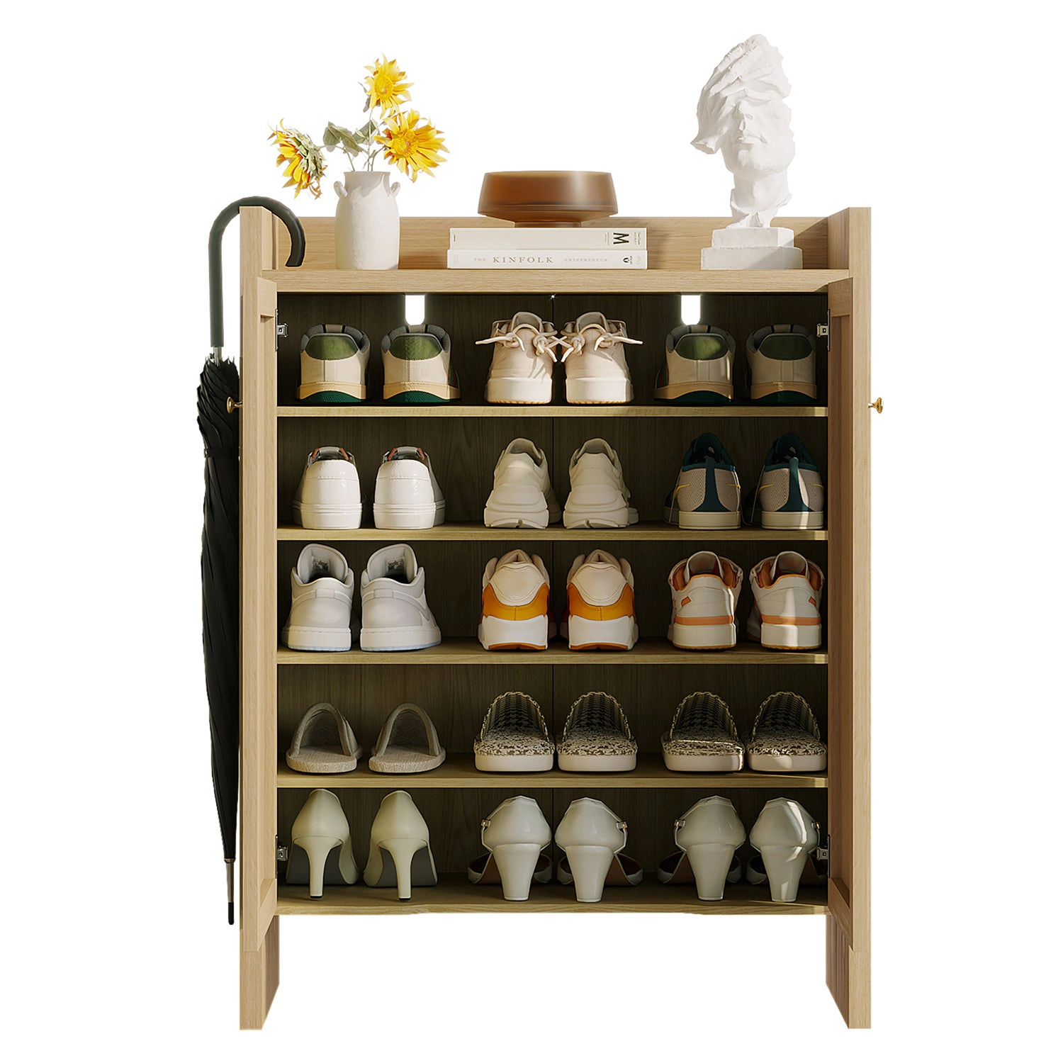 GBruno Rattan 6-Tier Shoe Cabinet With Doors