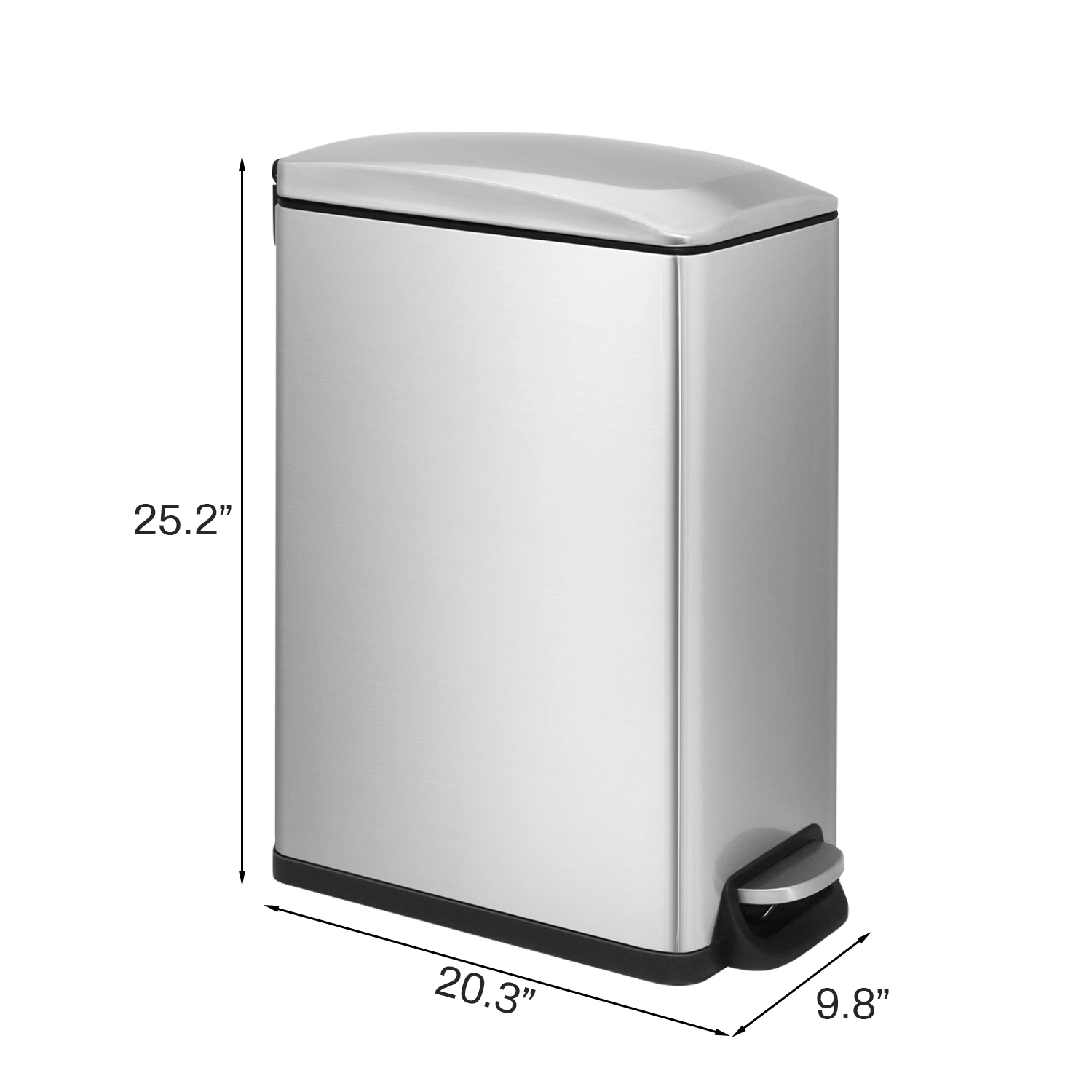 Innovaze 12 Gal./ 45 Liter  Slim Stainless Steel Step-on kitchen Trash Can