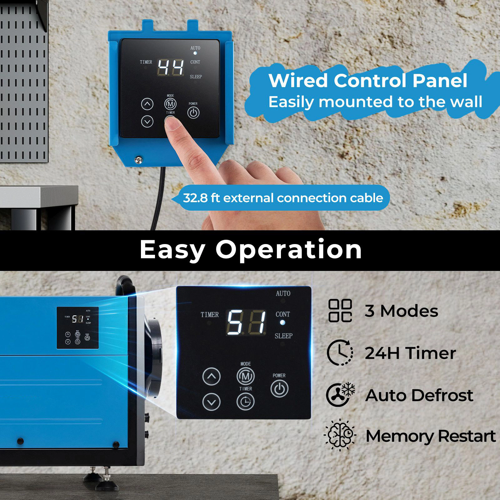 SlickBlue High Capacity Dehumidifier for Crawl Spaces, Warehouses, Garages