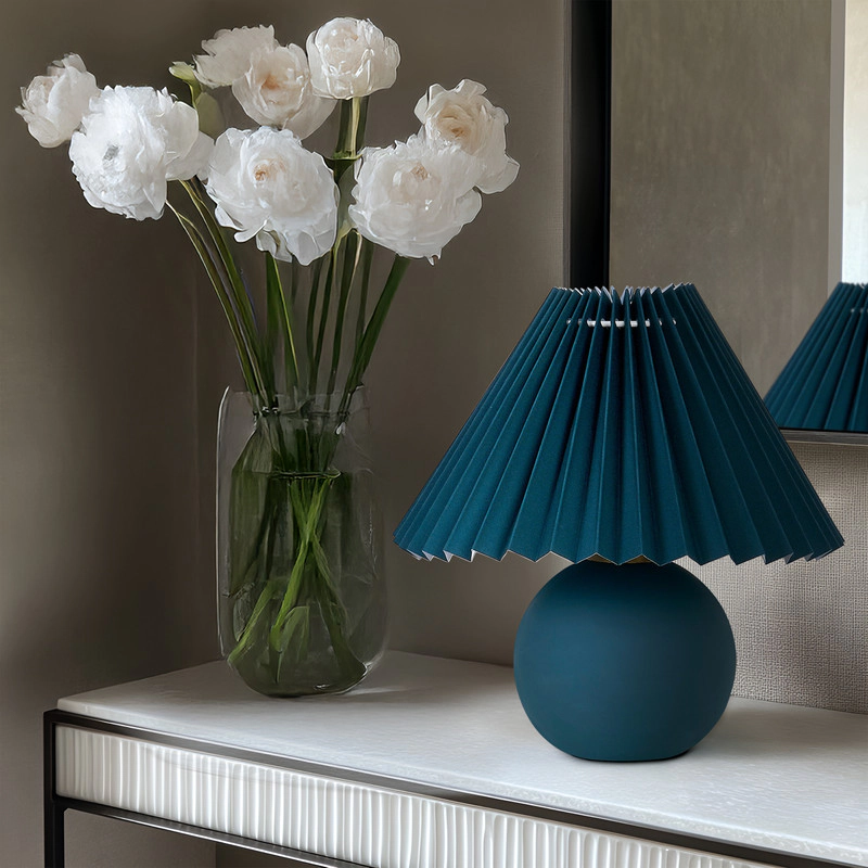 Brightech Serena Ceramic Pleated Table Lamp