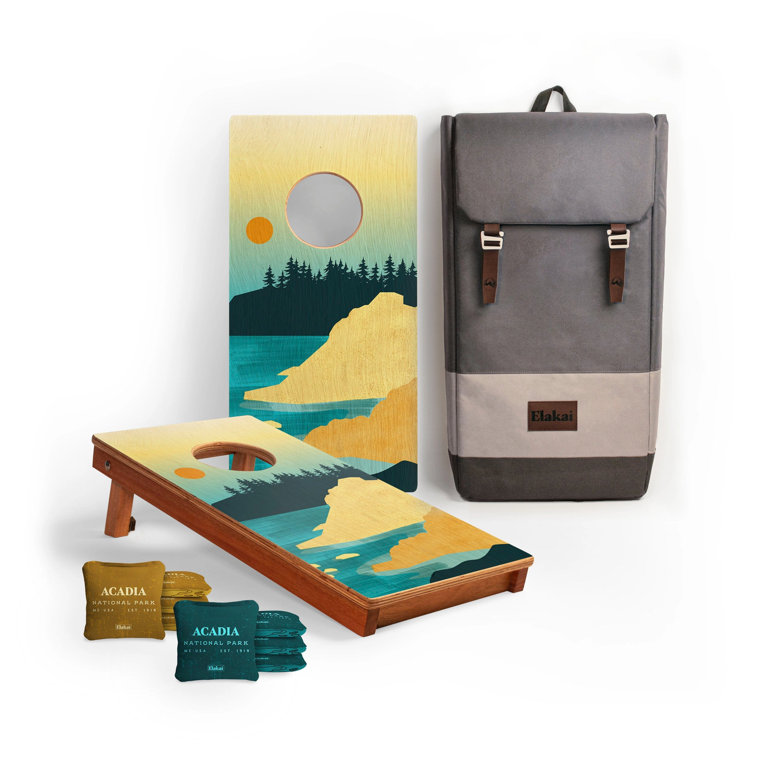 Elakai 1ft x 2ft Graphic Wood Travel Cornhole Set | National Parks Inspired Collection