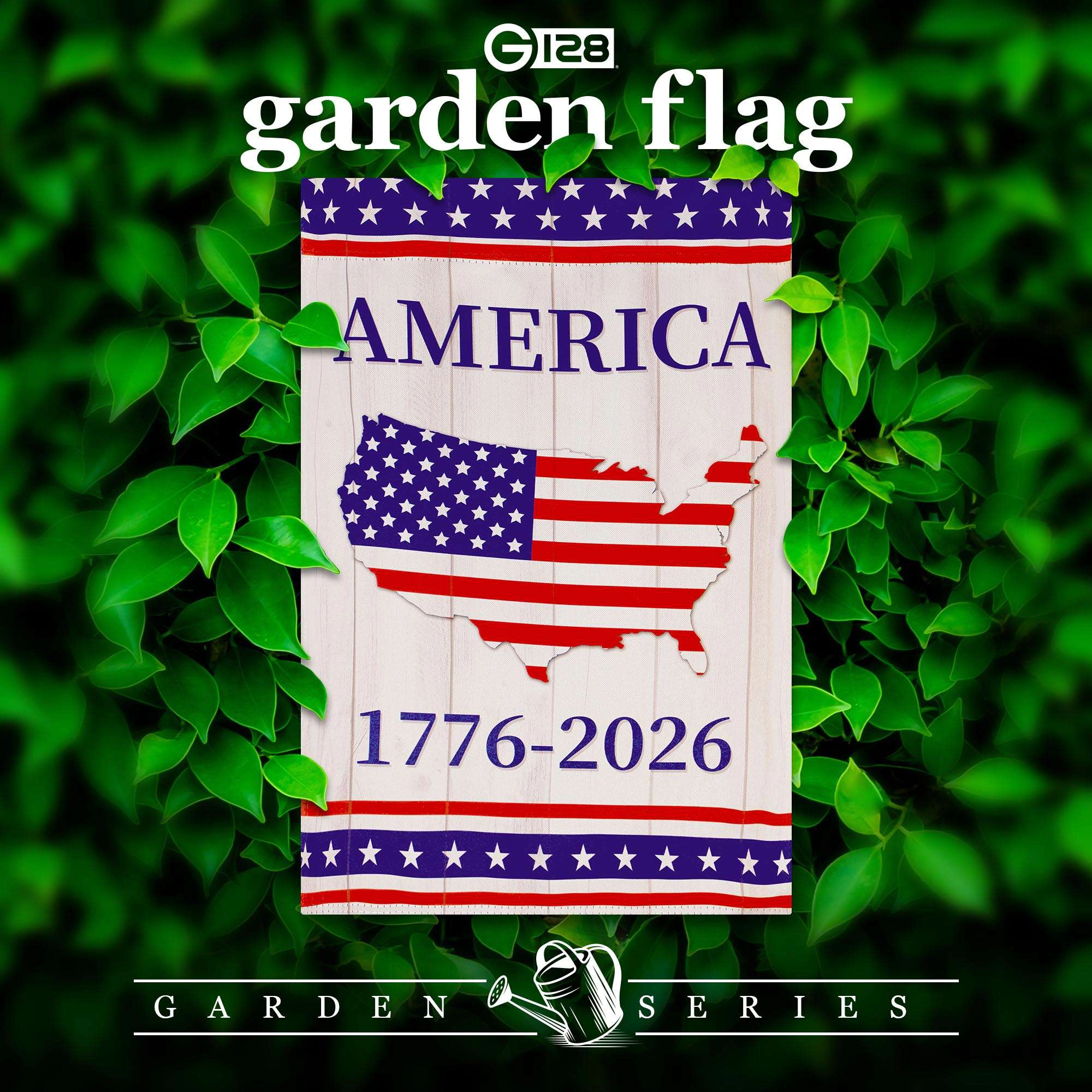 G128 USA 250th Anniversary Rustic Map Garden Flag 12x18 in - Double-Sided Printed Patriotic Lawn Flag