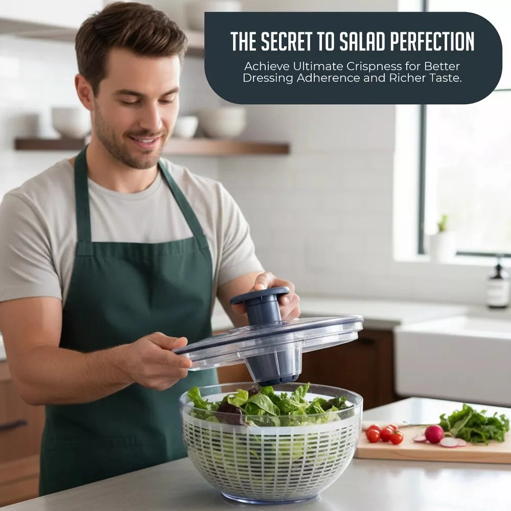 Luminuxe Mixing Bowls & Salad Spinner Set, Stainless Steel Bowls with Lids & 5.3qt Vegetable Spinner w/ Draining System