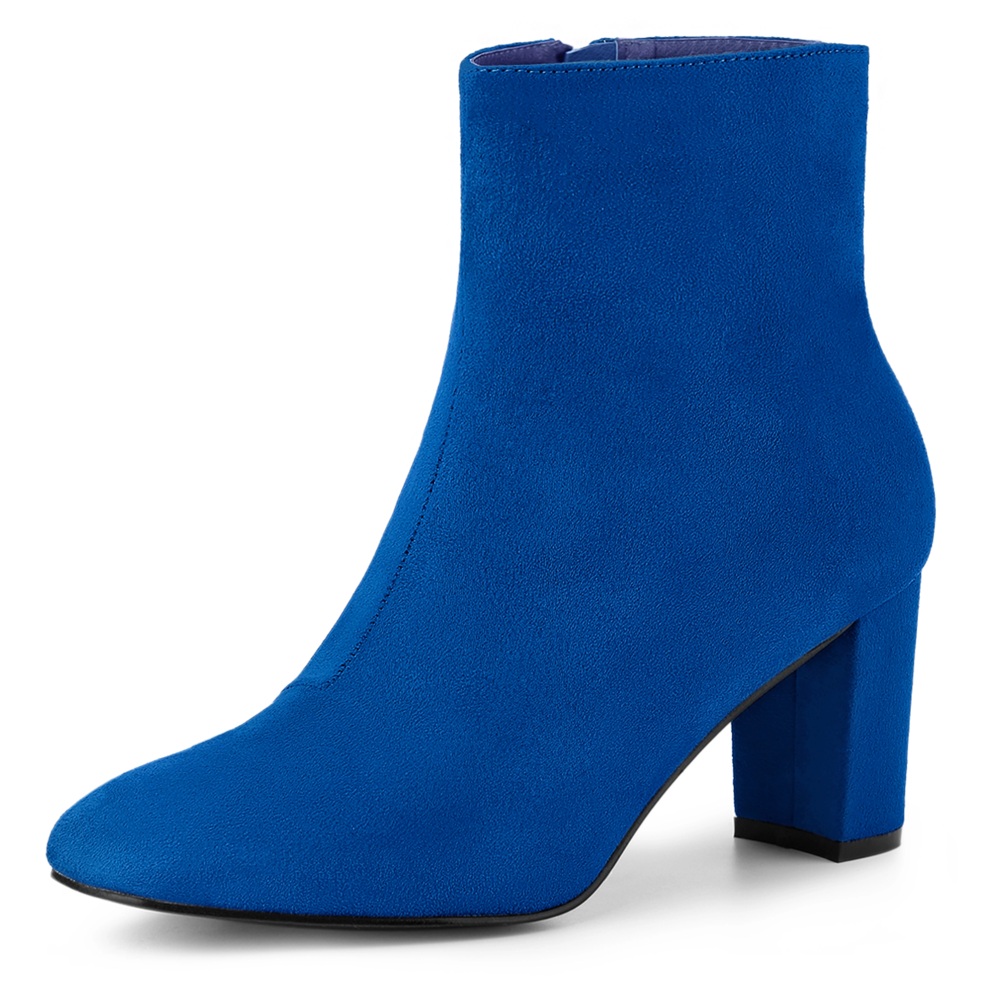 BLISSFUL STEP Women's Chunky Heels Zipper Ankle Boots