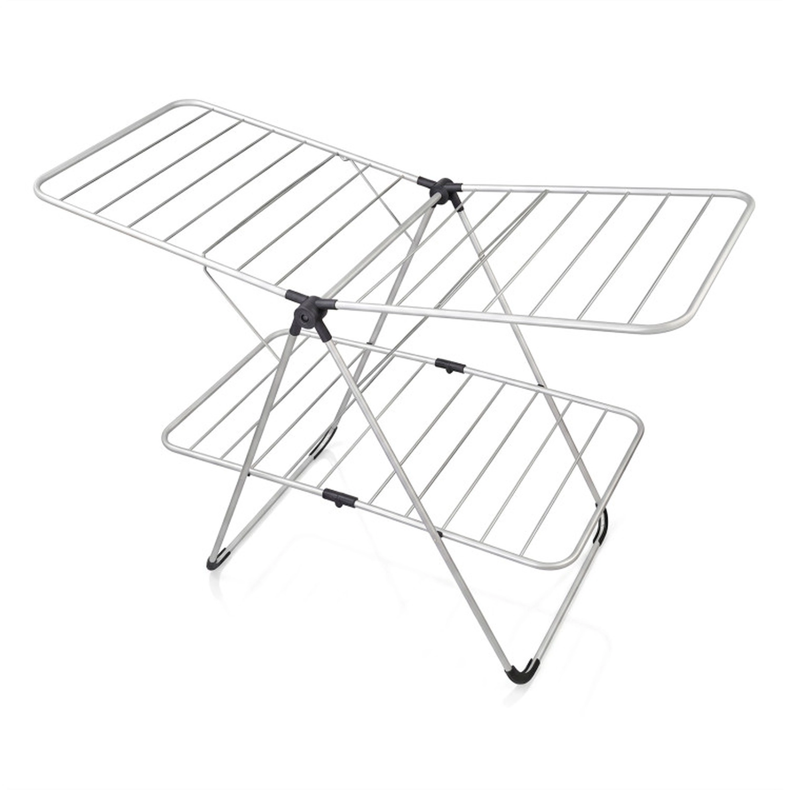 SUGIFT Silver 2-Tier 35-lb Capacity Foldable Stainless Steel Clothes Drying Rack with Adjustable Wings