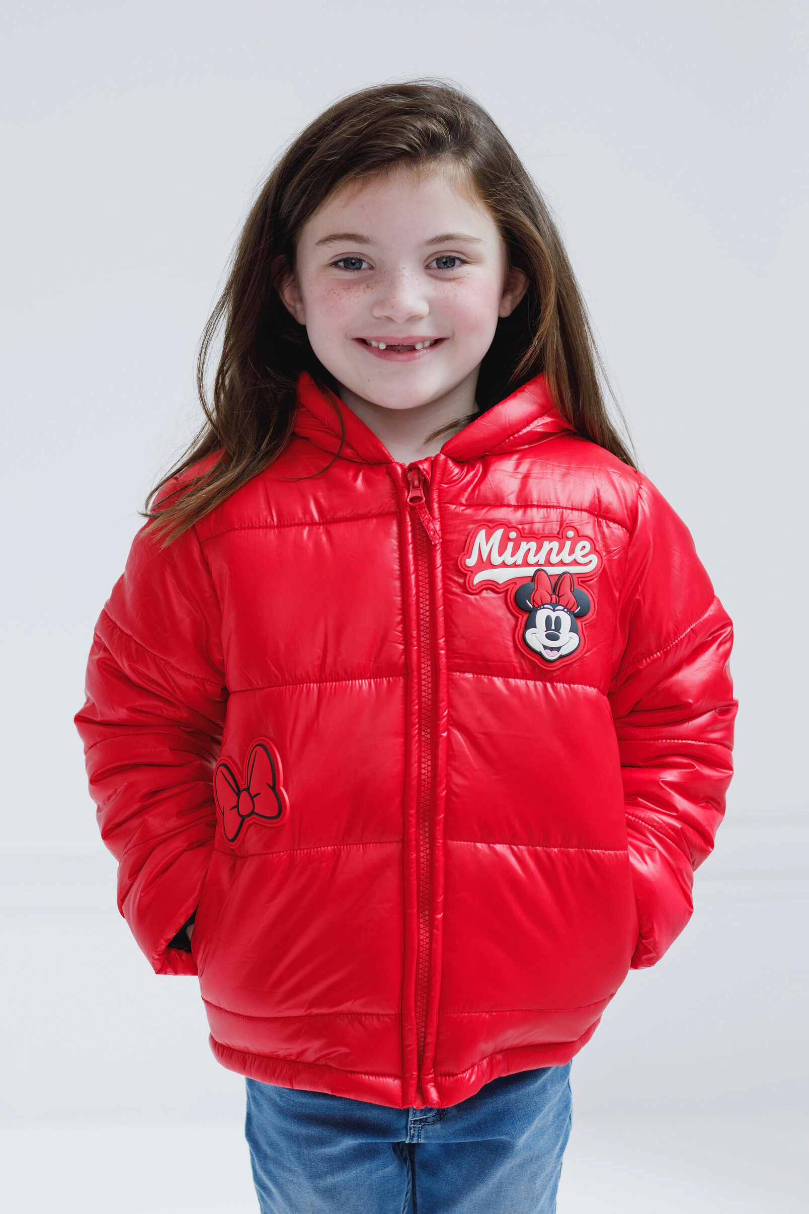 Disney Minnie Mouse Girls' Hooded Puffer Coat