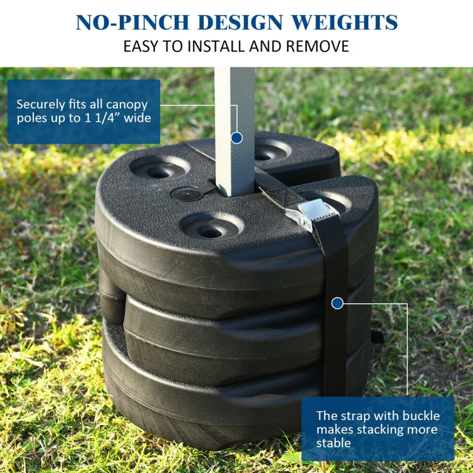 SUGIFT Set of 8 Black Stackable Canopy Tent Weight Plates with No-Pinch Slots 9.5-in W 9.5-in D 40-lb Total Fill