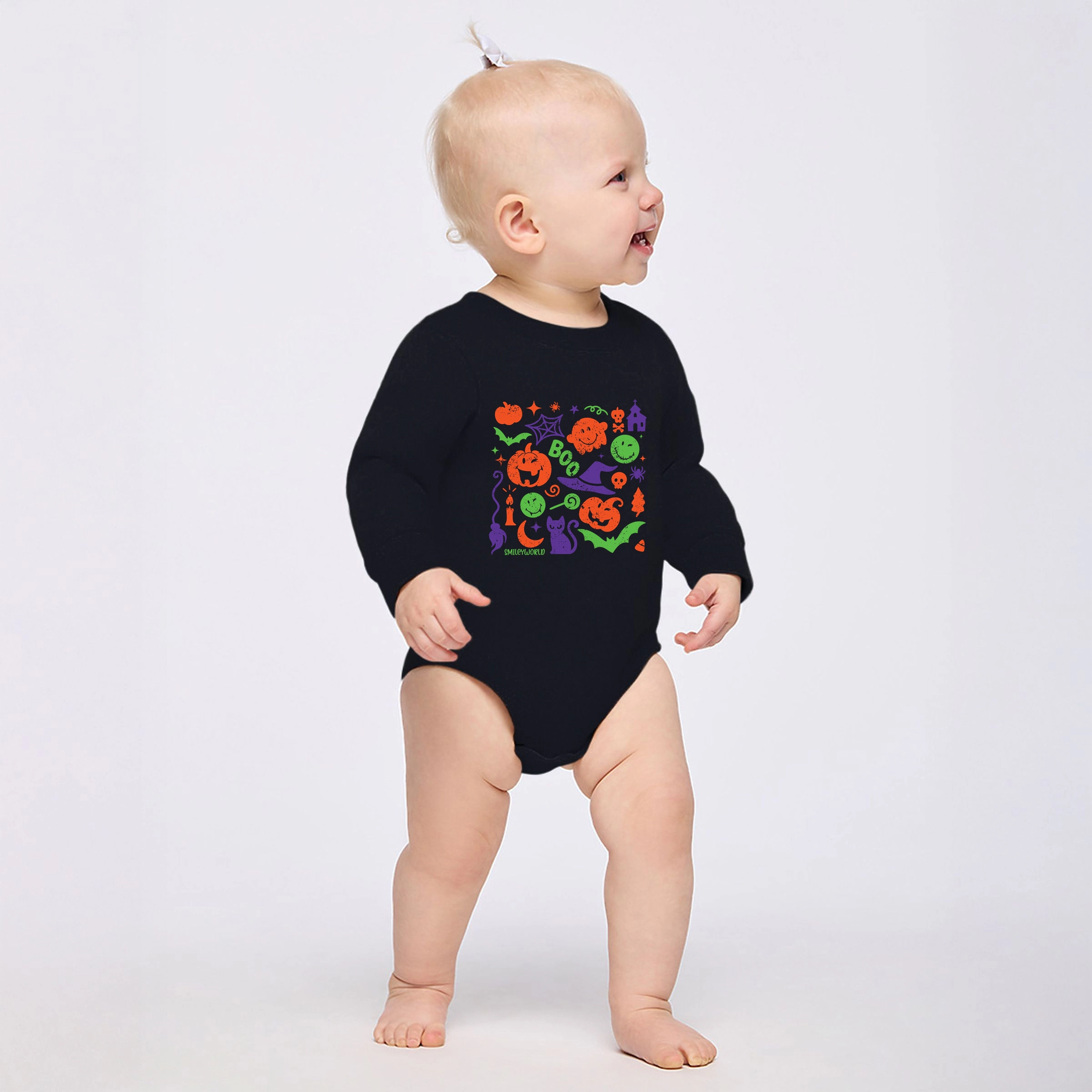 The Juniper Shop - Infant Fleece BodySuit SmileyWorld Halloween Silhouette