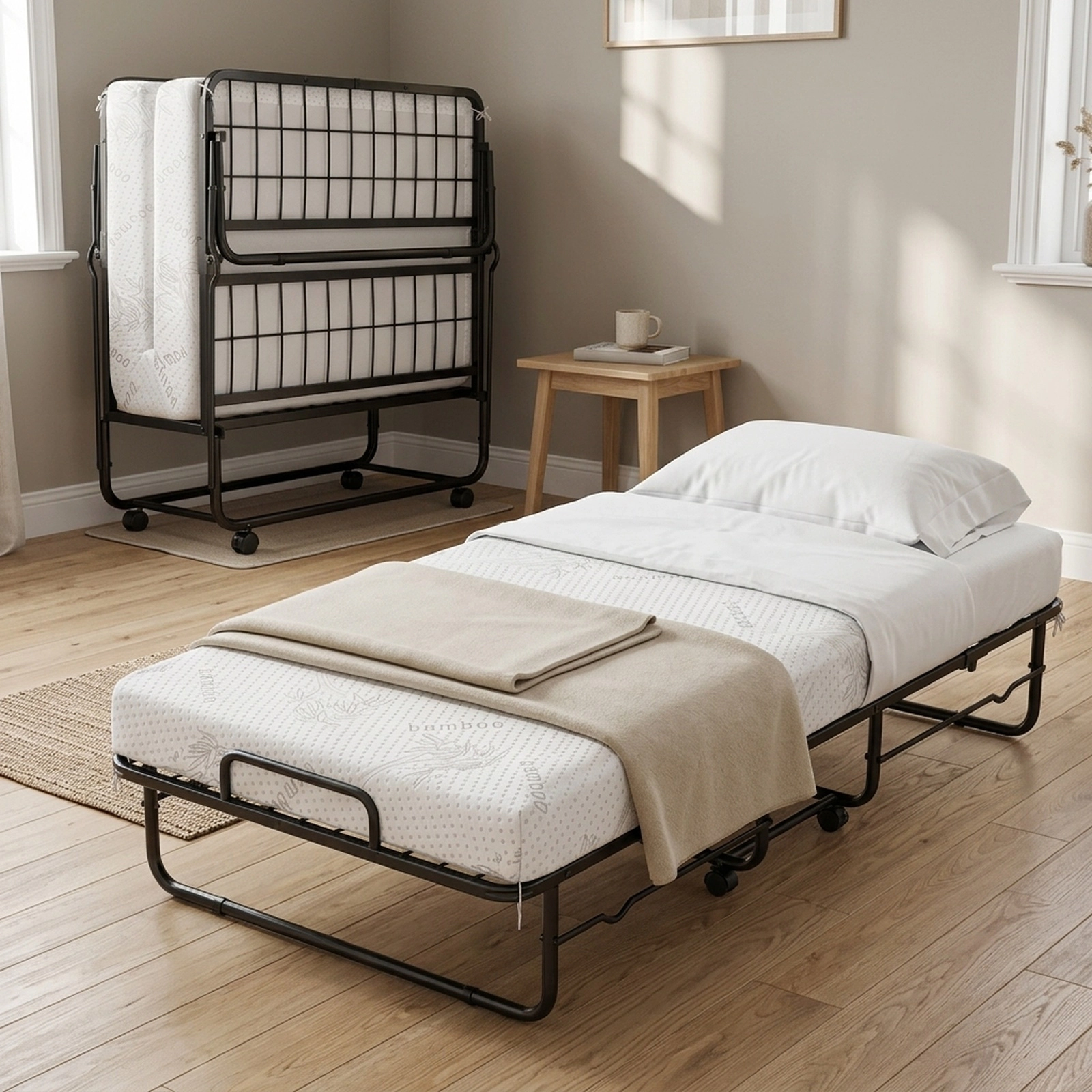 SUGIFT Twin Folding Bed, 5-in Gel Memory Foam Mattress, 485-lb Capacity, Black