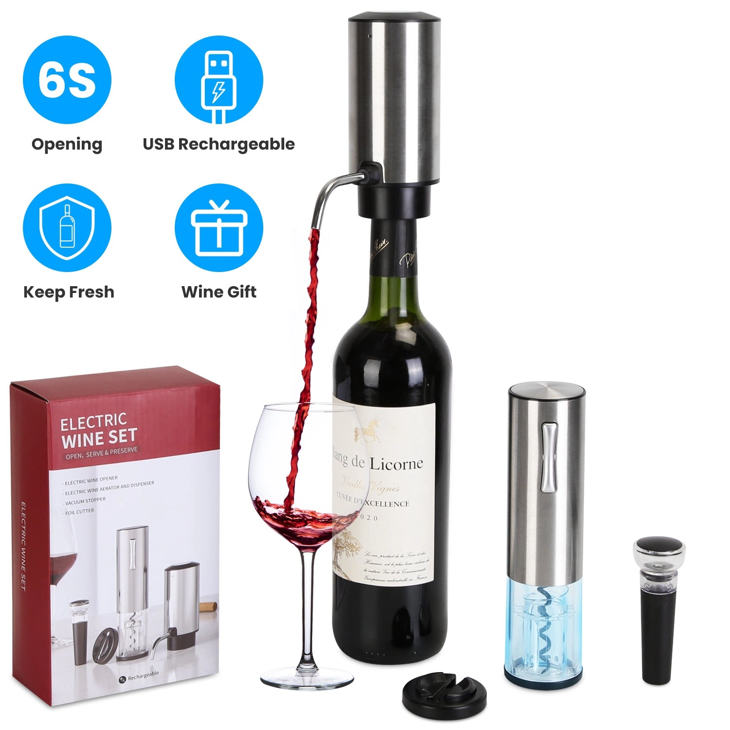 GBruno 4-in-1 Electric Wine Opener Set