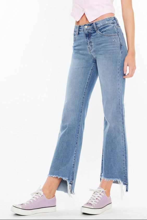 KanCan Women's Essentials High Rise Wide Flare Jeans Gwen