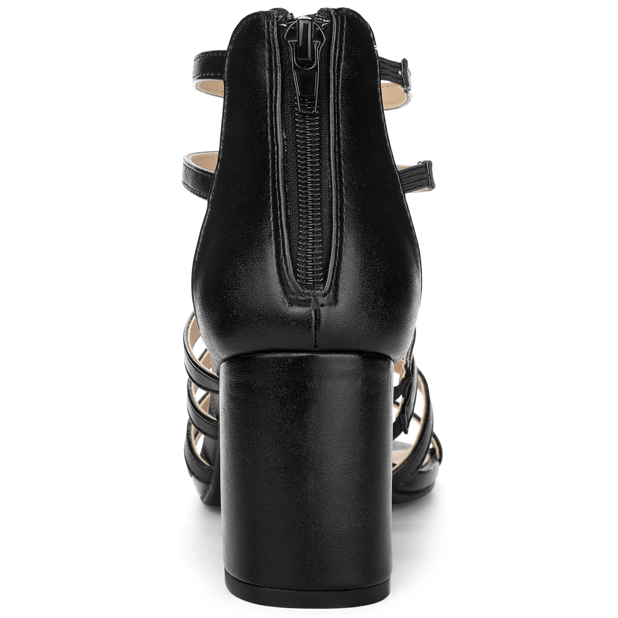 BLISSFUL STEP Women's Chunky Heels Gladiators Sandals