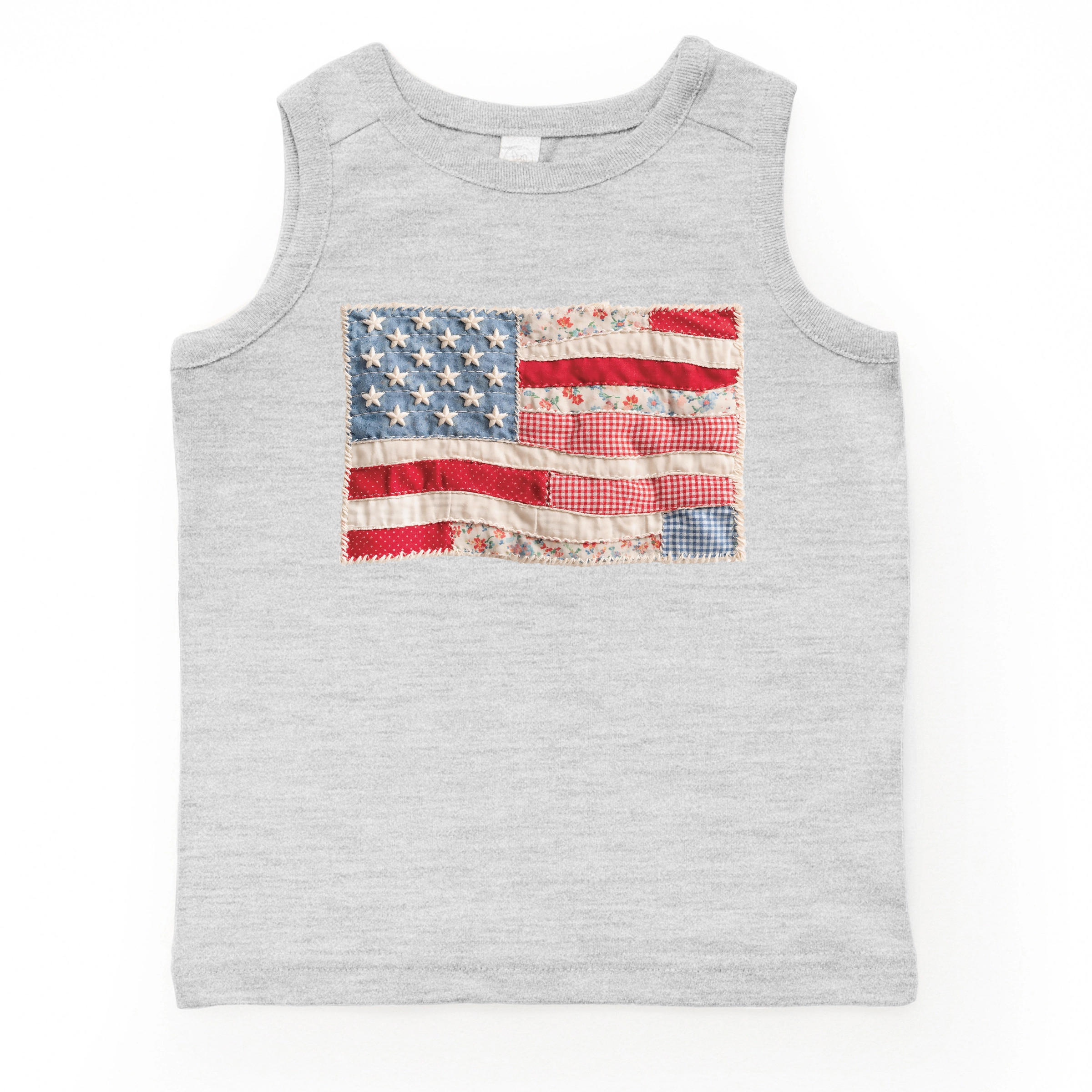 The Juniper Shop - Toddler Graphic Tank American Flag Faux Patchwork