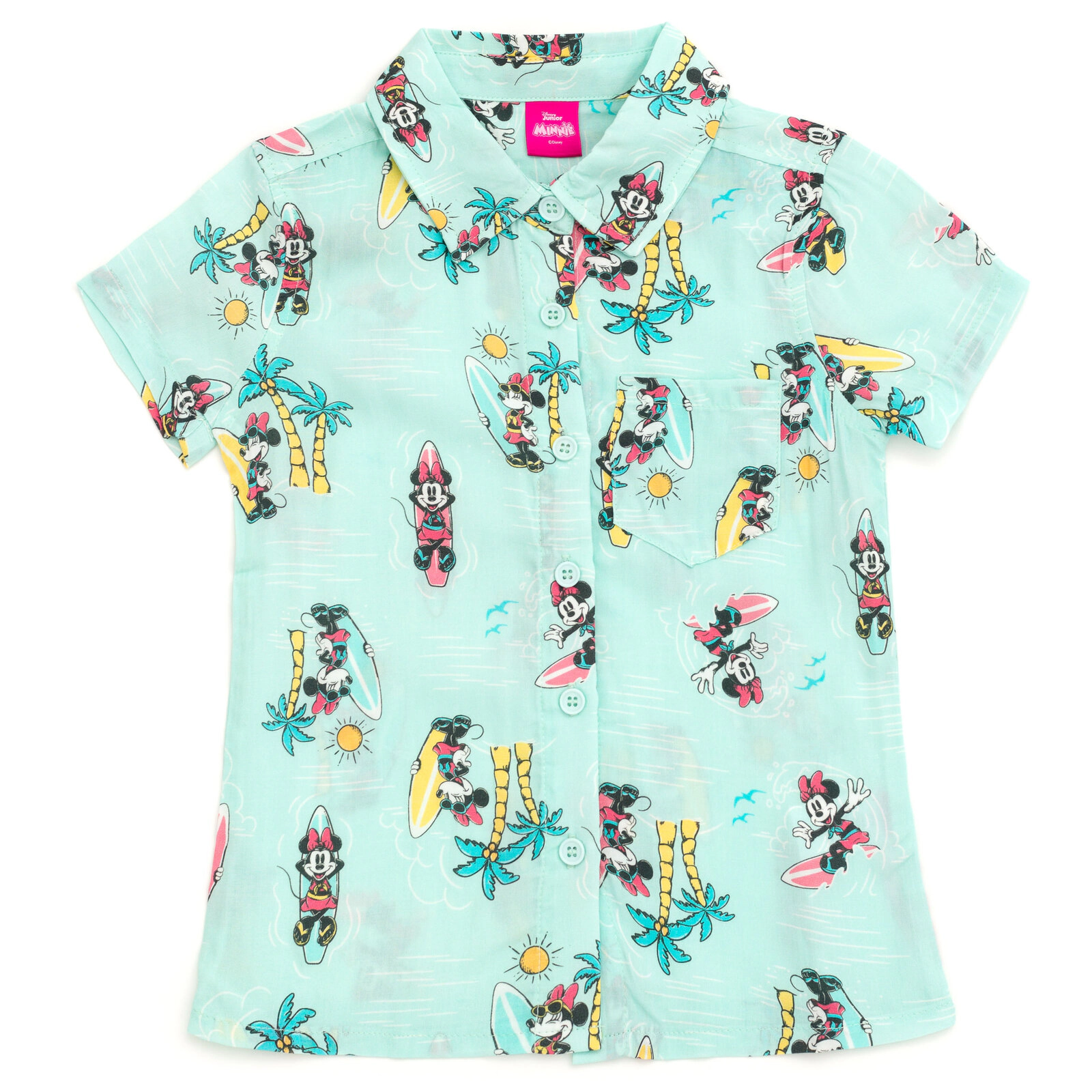 Disney Minnie Mouse Girls' Hawaiian Button-Down Shirt