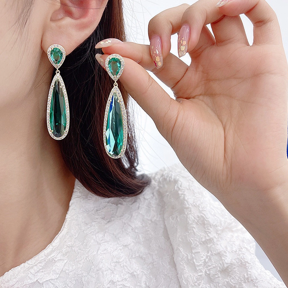 Gorgeous Pear Cubic Zirconia Long Hanging Earrings
