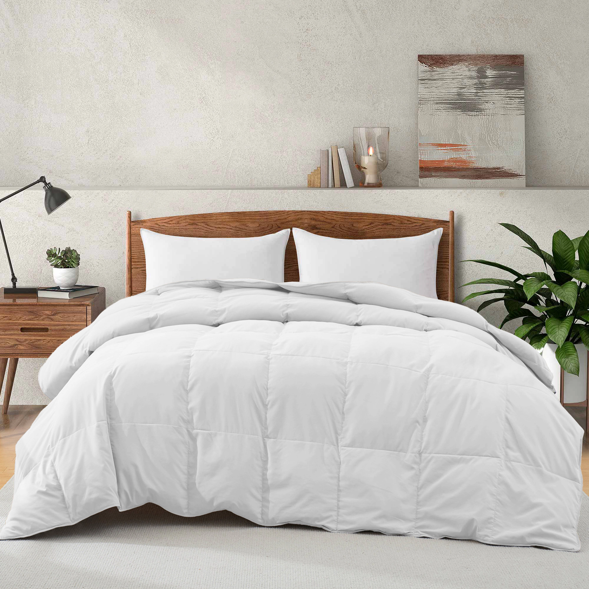 Unikome Lightweight White Goose Feather Down Fiber Comforter, Soft Noiseless Duvet Insert for Summer