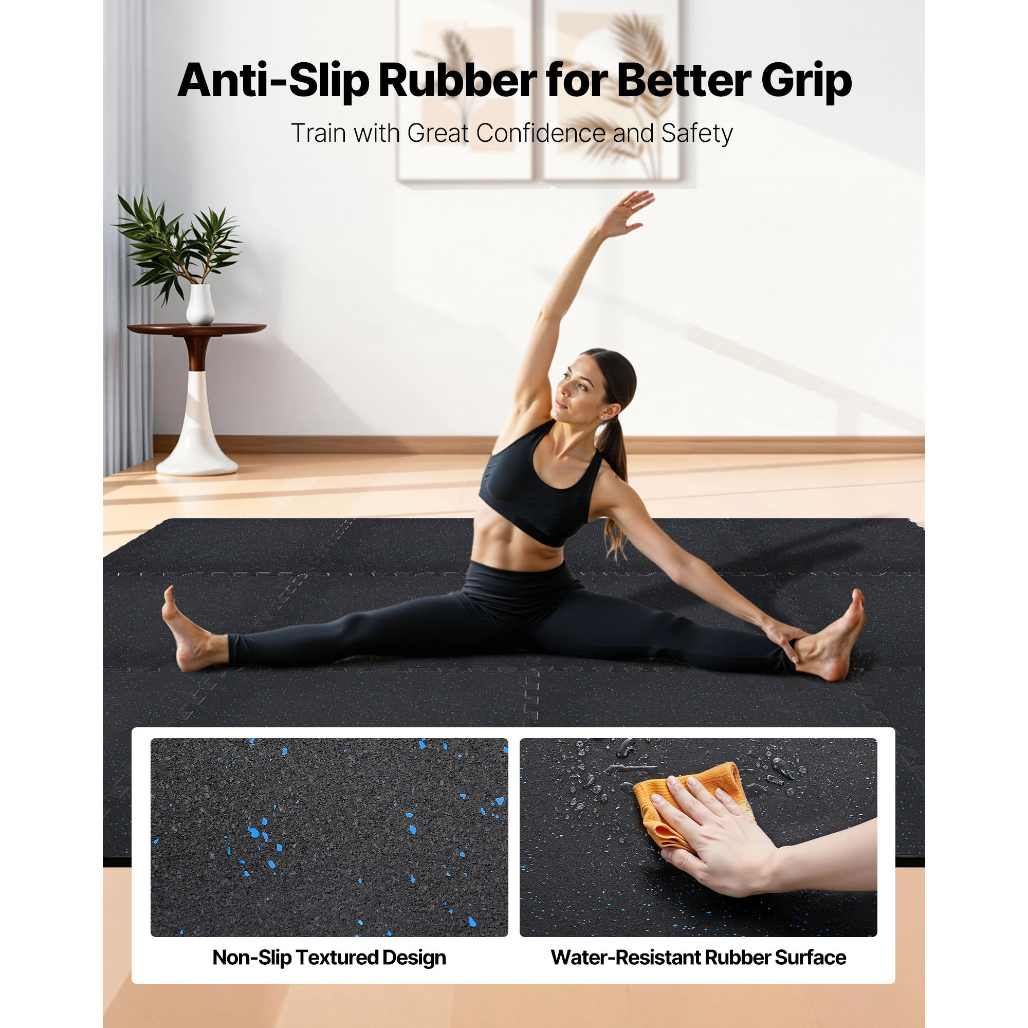 HONGGE Puzzle Exercise Mat Fitness Equipment Mats High-Density EVA Foam Mats Set Interlocking Rubber Soft Tiles