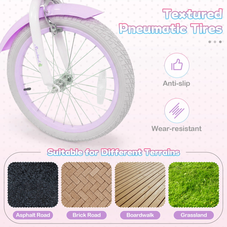 Hivvago Kids Bike Adjustable with Basket and Streamers Purple - Princess of the Sea Theme