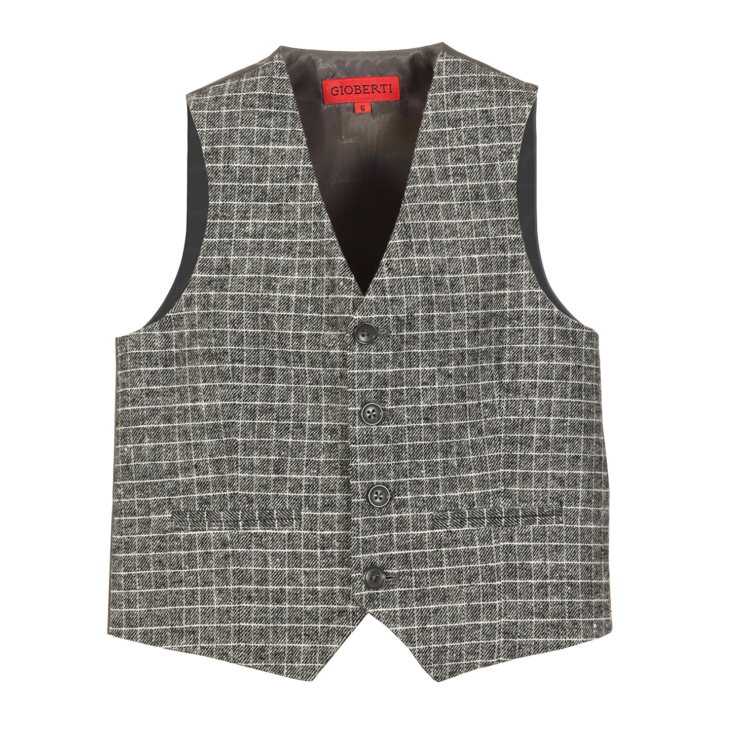 Gioberti Boy's Tweed Plaid Formal Suit Vest