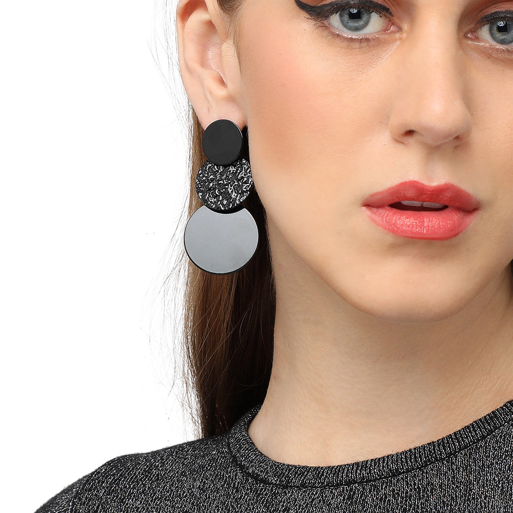 SOHI Women's Circular-Dent Drop Earrings