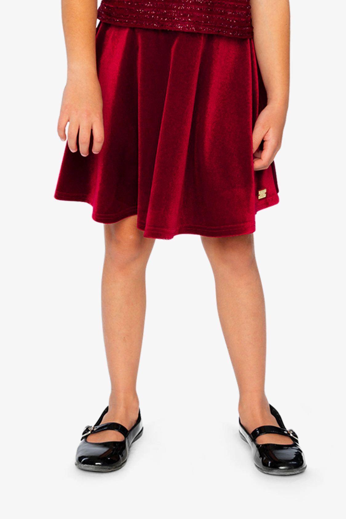 Deux par Girls Pleated Velvet Skirt